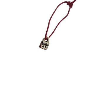 Uno de 50 Red Cord Padlock Charm Bracelet Silver Plated Artisanal Spain